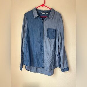 Caffe Marrakesh Chambray Color Block Button Down Shirt XL Denim Top Y2K Capsule